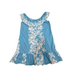 VTG Helena's Hawaiian Dress Sz XL Turquoise Tropical Made In Hawaii